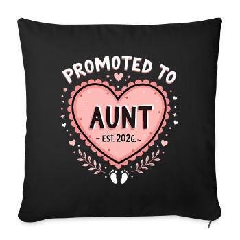 Aunt 2026 Aunt 2026 Promoted to Aunt 2026 - Sofa pillowcase 17,3'' x 17,3'' (45 x 45 cm) - black - Front