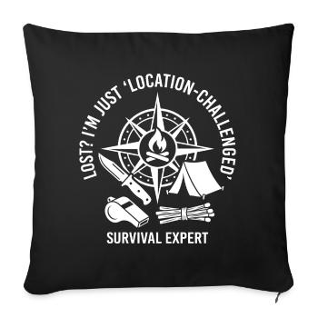 Survival Saying Compass Fire - Sofa pillowcase 17,3'' x 17,3'' (45 x 45 cm) - black - Front