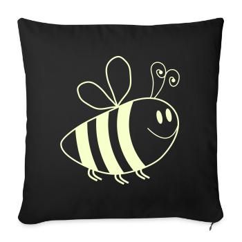 Lächelnde Bienchen Muster - Sofakissenbezug 45 x 45 cm - Schwarz - Vorne