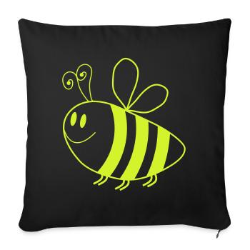 Glowing Honey Bee – Neon Green Cartoon - Sofa pillowcase 17,3'' x 17,3'' (45 x 45 cm) - black - Front