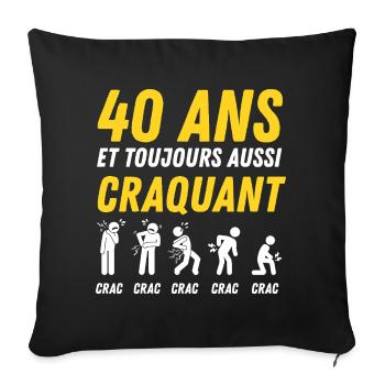 40 ans humour anniversaire vintage - Housse de coussin décorative 45 x 45 cm - noir - Devant