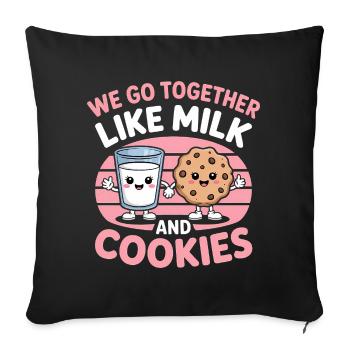 Milk and Cookies Best Friends Kawaii Design - Housse de coussin décorative 45 x 45 cm - noir - Devant