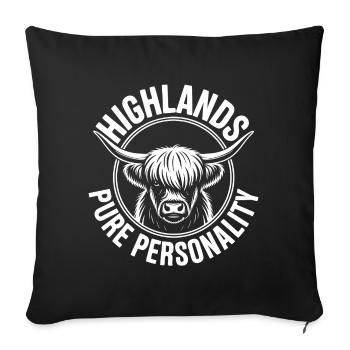 Highland Cow Circle Logo - Sofa pillowcase 17,3'' x 17,3'' (45 x 45 cm) - black - Front