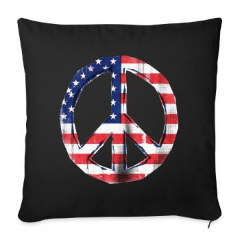 Drapeau de la paix des États-Unis - Housse de coussin décorative 45 x 45 cm - noir - Devant