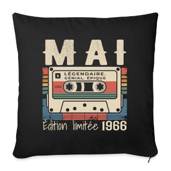 Mai 1966 - Housse de coussin décorative 45 x 45 cm - noir - Devant