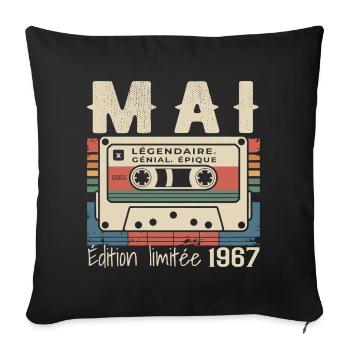 Mai 1967 - Housse de coussin décorative 45 x 45 cm - noir - Devant