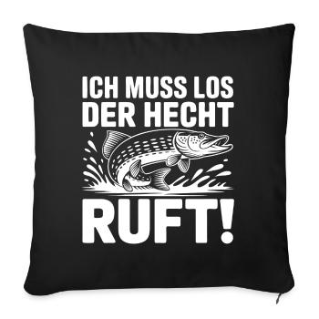 Hecht Angeln Humor - Sofakissenbezug 45 x 45 cm - Schwarz - Vorne