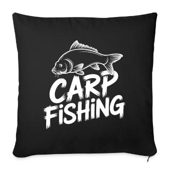 Chemise graphique de pêche à la carpe - Housse de coussin décorative 45 x 45 cm - noir - Devant