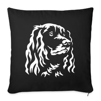 German Quail Dog Head, « Édition Noire » - Housse de coussin décorative 45 x 45 cm - noir - Devant