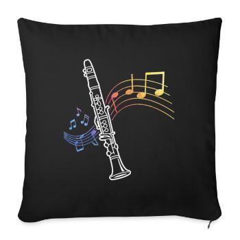 Clarinette, partitions de musique, clarinettiste, musicien - Housse de coussin décorative 45 x 45 cm - noir - Devant