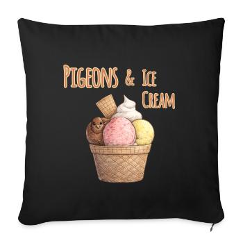 Tauben & Eiskugel - Sofakissenbezug 45 x 45 cm - Schwarz - Vorne