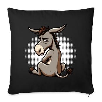 Esel Eselchen Eselhalter Muli Langohresel Muli - Sofakissenbezug 45 x 45 cm - Schwarz - Vorne