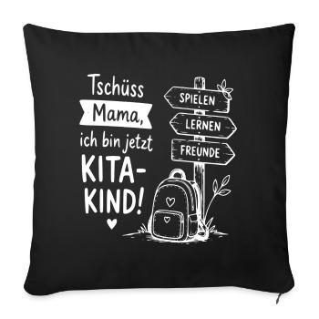 Kita-Kind Abschied von Mama - Sofakissenbezug 45 x 45 cm - Schwarz - Vorne