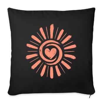 Heart Sun: Hand-drawn sun rays - Sofa pillowcase 17,3'' x 17,3'' (45 x 45 cm) - black - Front
