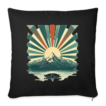 Sonnenaufgang über Bergsee - Sofakissenbezug 45 x 45 cm - Schwarz - Vorne