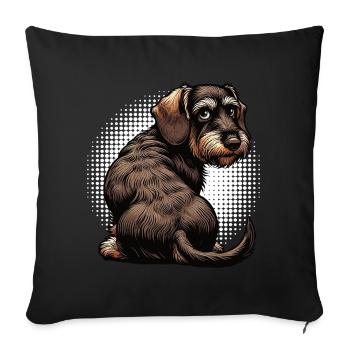 teckel teckel à poils durs propriétaire de teckel teckel - Housse de coussin décorative 45 x 45 cm - noir - Devant