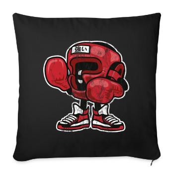 BOX CHAMPION - Comic und Cartoon Shirt Motiv - Sofakissenbezug 45 x 45 cm - Schwarz - Vorne