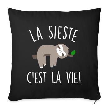 La sieste c'est la vie! - Housse de coussin décorative 45 x 45 cm - noir - Devant