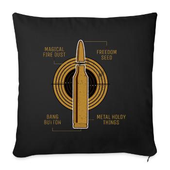Anatomy of a cartridge - gun owner rifle - Sofa pillowcase 17,3'' x 17,3'' (45 x 45 cm) - black - Front