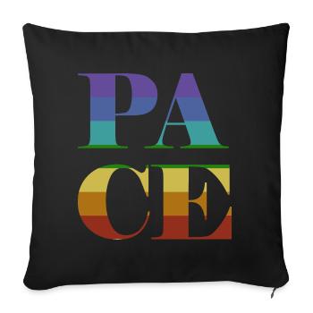Pace in großen bunten Buchstaben - Sofakissenbezug 45 x 45 cm - Schwarz - Vorne