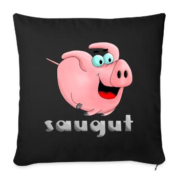 Aspiration - truie - porcelets - Housse de coussin décorative 45 x 45 cm - noir - Devant