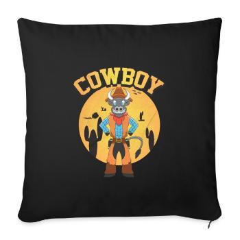 Cowboy Cow Western Rodeo Wild West Gift - Sofa pillowcase 17,3'' x 17,3'' (45 x 45 cm) - black - Front