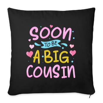 Bientôt un grand cousin - Housse de coussin décorative 45 x 45 cm - noir - Devant