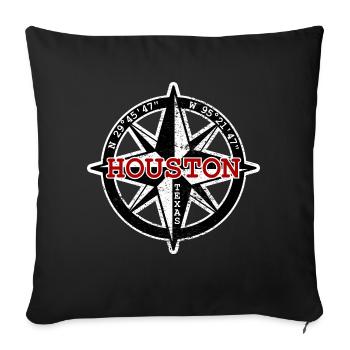 Compass Houston Texas TX USA GPS coordinates - Sofa pillowcase 17,3'' x 17,3'' (45 x 45 cm) - black - Front