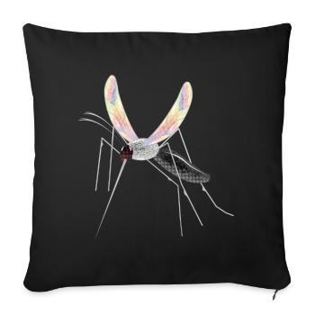 dessin irisé d'un moustique moustique - Housse de coussin décorative 45 x 45 cm - noir - Devant