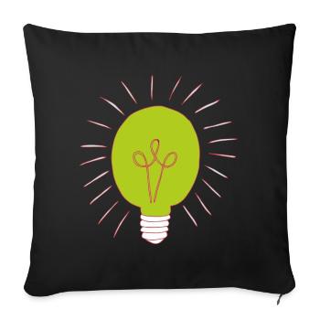 Neon green light bulb - Sofa pillowcase 17,3'' x 17,3'' (45 x 45 cm) - black - Front