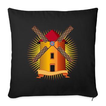goldene Windmühle mit strahlendem Hintergrund - Sofakissenbezug 45 x 45 cm - Schwarz - Vorne