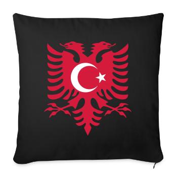 Drapeau Albanie Turquie - Housse de coussin décorative 45 x 45 cm - noir - Devant