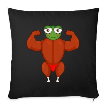 Frog Chicken Bodybuilder Body Builder Strong Man - Sofa pillowcase 17,3'' x 17,3'' (45 x 45 cm) - black - Front