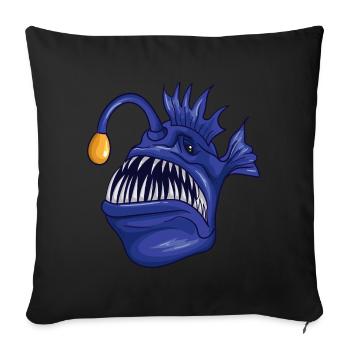 Poisson pêcheur effrayant - Housse de coussin décorative 45 x 45 cm - noir - Devant