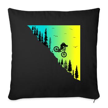 mountainbike downhill action outdoor Fahrrad bike - Sofakissenbezug 45 x 45 cm - Schwarz - Vorne