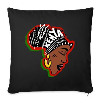 Kenya Kenyan Femme Modèle Drapeau Afrique Carte - Housse de coussin décorative 45 x 45 cm - noir - Devant