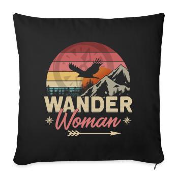Femme randonneuse - Housse de coussin décorative 45 x 45 cm - noir - Devant