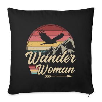 Femme randonneuse - Housse de coussin décorative 45 x 45 cm - noir - Devant