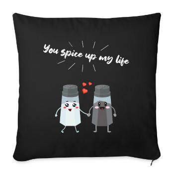 Salt and pepper shaker pair gift for chefs - Sofa pillowcase 17,3'' x 17,3'' (45 x 45 cm) - black - Front