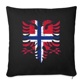Albanie Norvège drapeau utilisé - Housse de coussin décorative 45 x 45 cm - noir - Devant