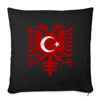 Albanie Turquie drapeau utilisé look - Housse de coussin décorative 45 x 45 cm - noir - Devant