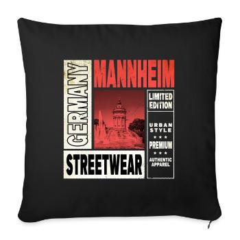 Mannheim Germany City Skyline Home Love - Sofa pillowcase 17,3'' x 17,3'' (45 x 45 cm) - black - Front