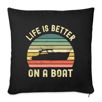 Boat Boat Owner Boater - Sofa pillowcase 17,3'' x 17,3'' (45 x 45 cm) - black - Front