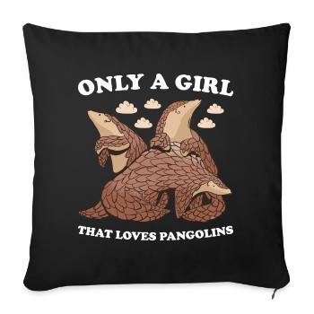 Seulement une fille qui aime pangolins pangolin - Housse de coussin décorative 45 x 45 cm - noir - Devant