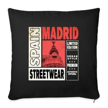 Madrid Espagne City Skyline Maison de vacances Love - Housse de coussin décorative 45 x 45 cm - noir - Devant