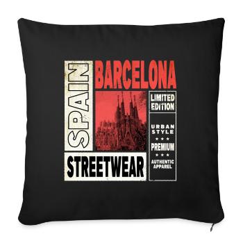 Barcelona Spain City Skyline Holiday Summer - Sofa pillowcase 17,3'' x 17,3'' (45 x 45 cm) - black - Front