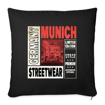 Munich Germany City Skyline Home Love - Sofa pillowcase 17,3'' x 17,3'' (45 x 45 cm) - black - Front