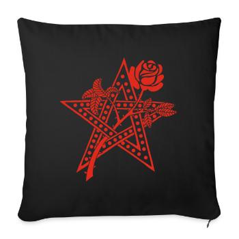 The red rose and the star - Sofa pillowcase 17,3'' x 17,3'' (45 x 45 cm) - black - Front