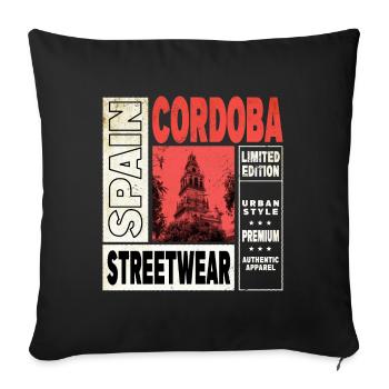 Cordoue Espagne Ville Skyline Vacances Été - Housse de coussin décorative 45 x 45 cm - noir - Devant