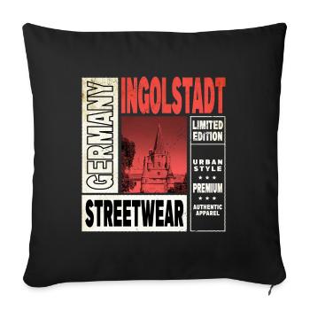 Ingolstadt Germany City Skyline Home Love - Sofa pillowcase 17,3'' x 17,3'' (45 x 45 cm) - black - Front